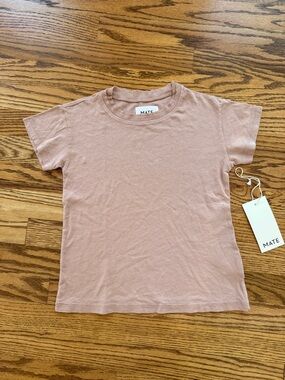 MATE the Label- Mini Organic Cotton Classic Crewneck Tee in Dusty Rose, size 6/7